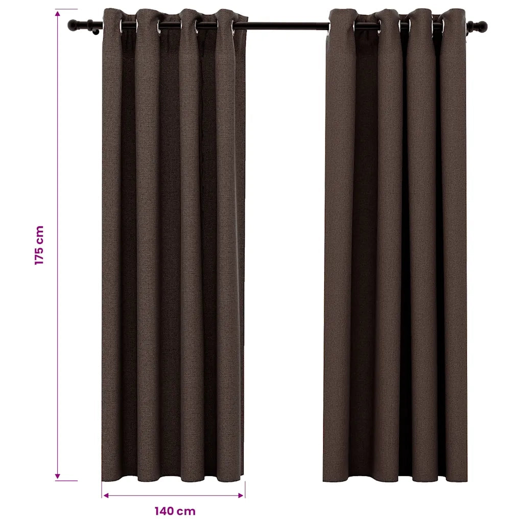 Tende Oscuranti Effetto Lino con Occhielli 2 pz Talpa 140x175cm 321200
