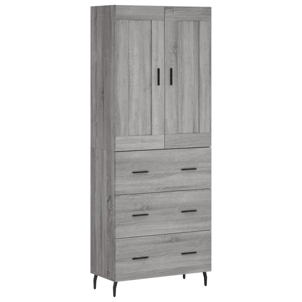Credenza Grigio Sonoma 69,5x34x180 cm in Legno Multistrato