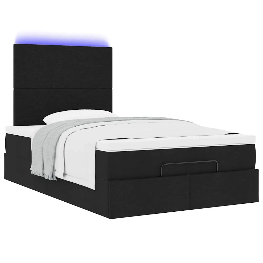 vidaXL Struttura Letto Pouf con Materasso Nero 120x190 cm in Tessuto