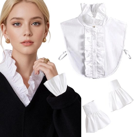 Camicie in Coton con Collo con Ricami Eleganti per Donna
