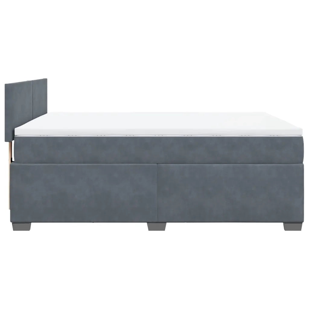 Giroletto a Molle con Materasso Grigio Scuro 140x200 cm Velluto