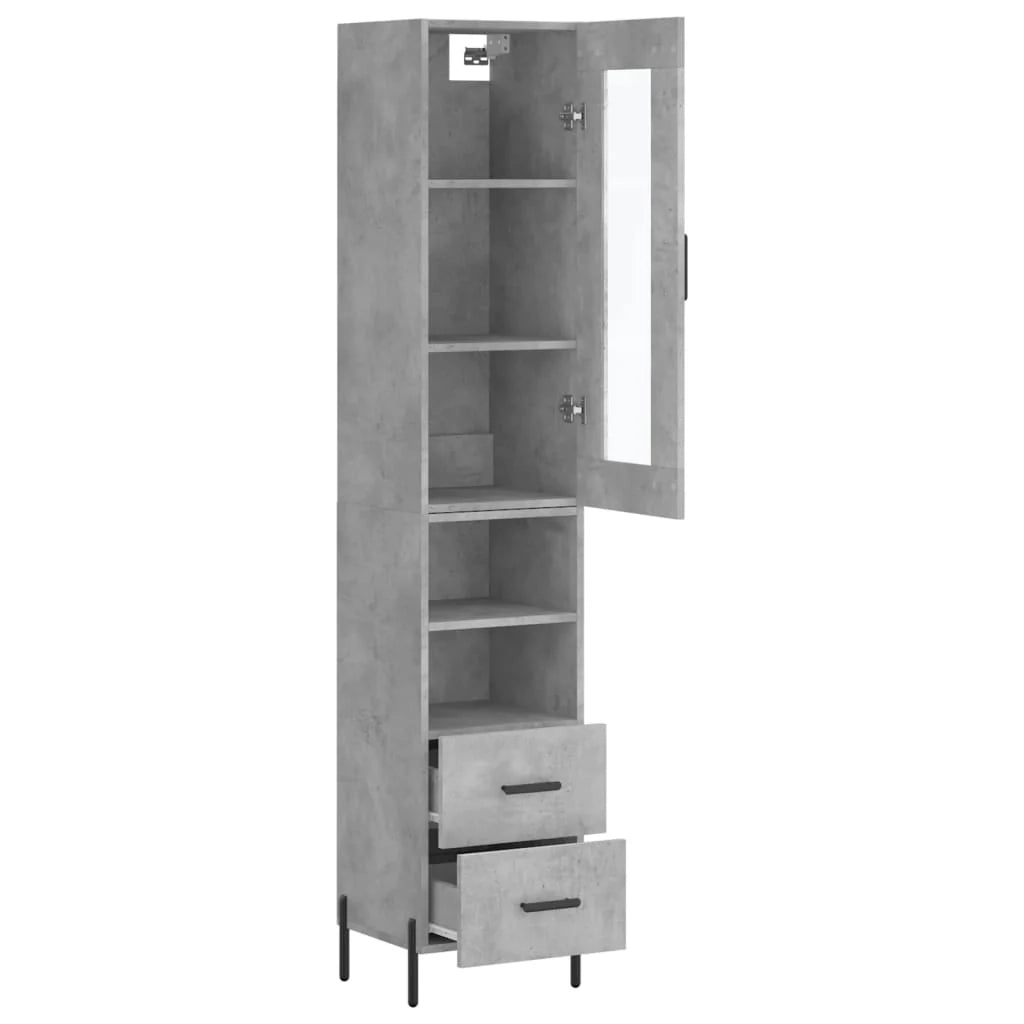 Buffet credenza cassettiera mobiletto mobile contenitore organizer per cucina soggiorno salotto alto 34,5 x 34 x 180 cm legno ingegnerizzato grigio 02_0034325