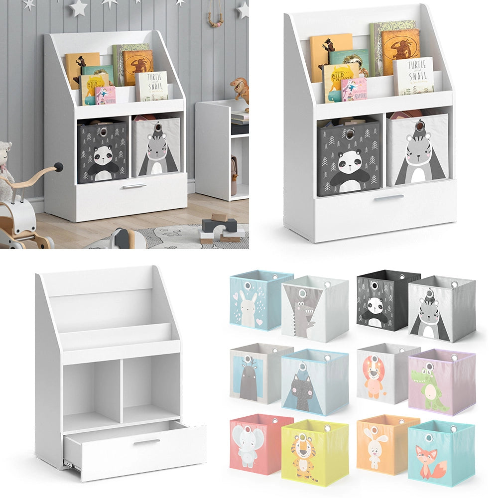 Vicco Libreria bambini Bianco 31.2 x 96.2 cm con cassetto e 2 scatole pieghevoli opt.2