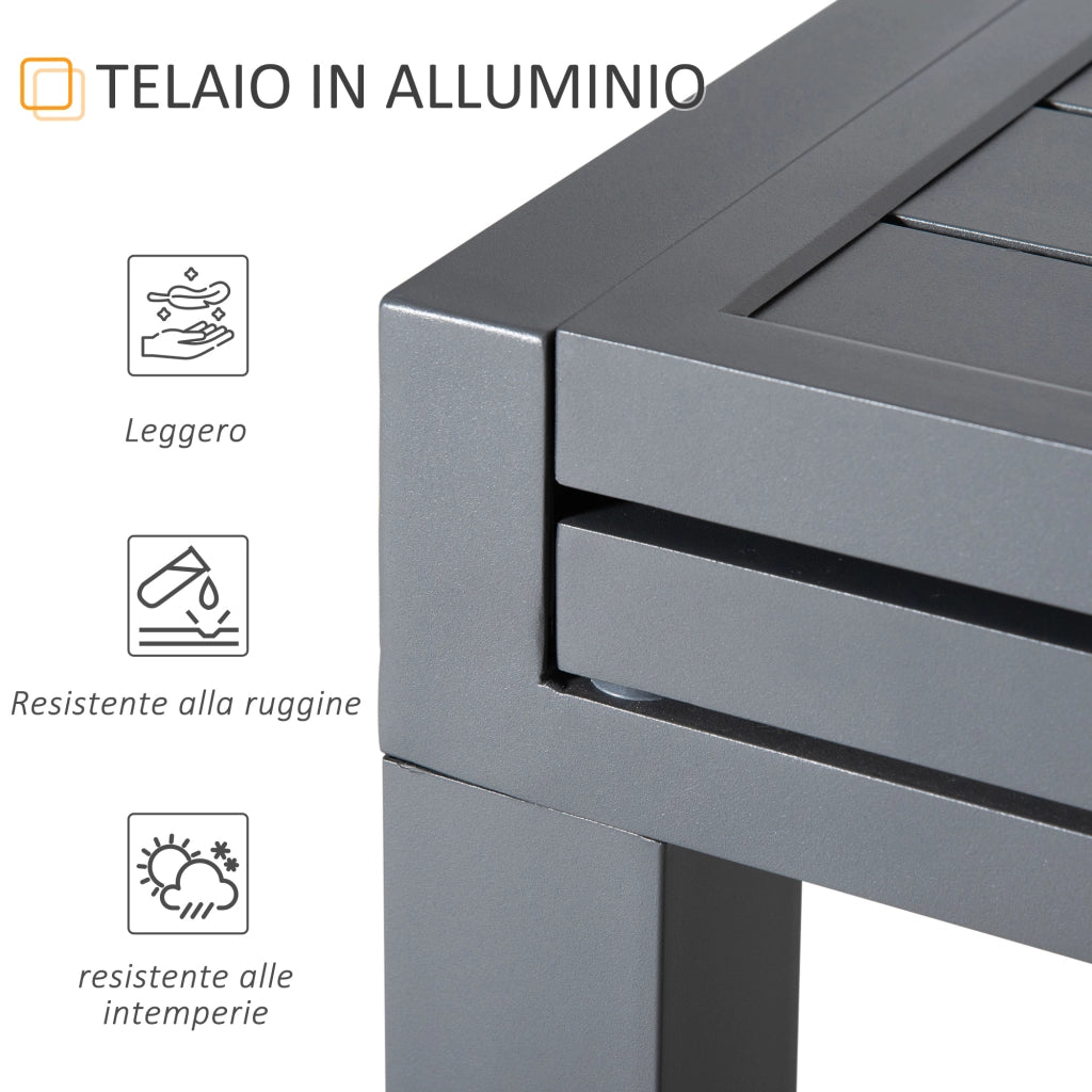 Easycomfort Tavolo da Giardino Allungabile per 8-10 Persone, in Alluminio, 135-270x90x75cm, Grigio