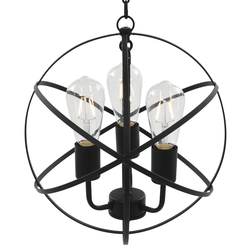 Lampada Sferica a Sospensione Nera 3 Lampadine E27 CFW5149522