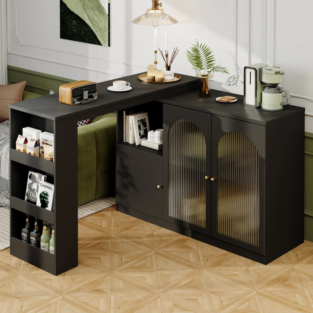 MOBILE BAR Rotante 360° 120x40x97 cm MDF Nero