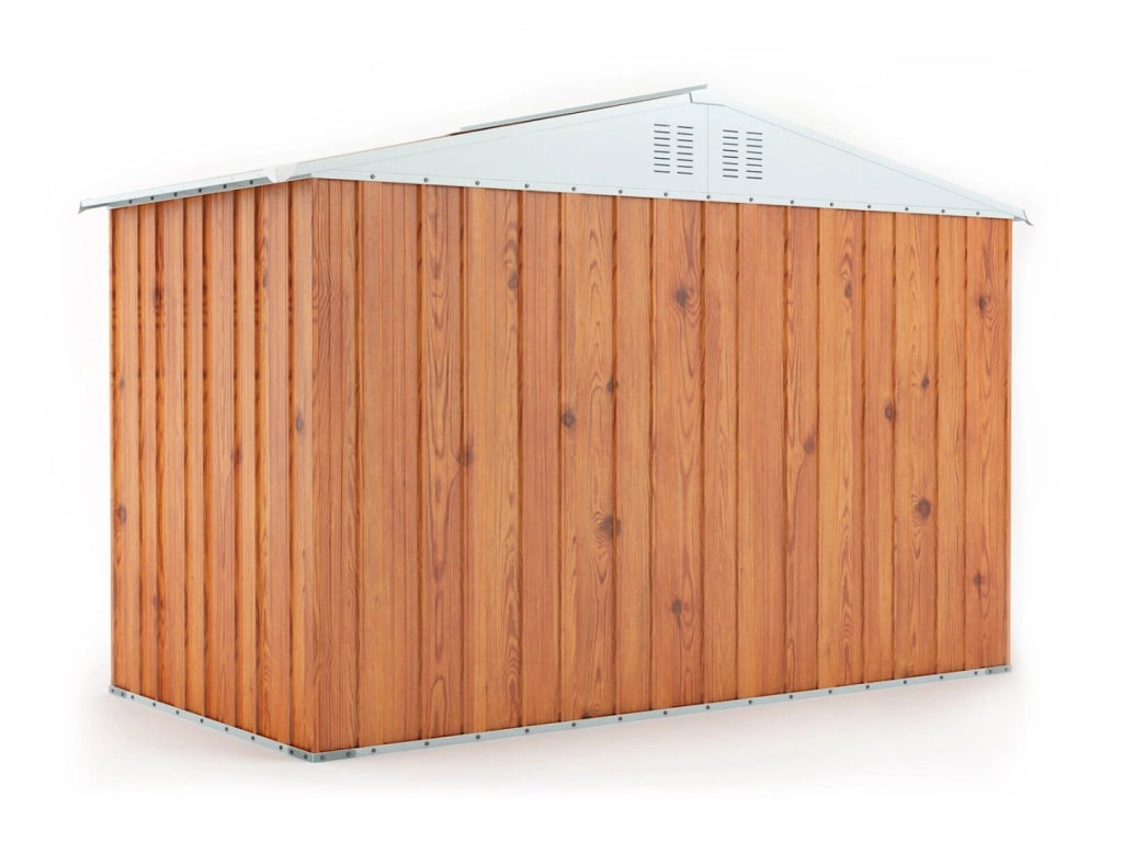 Box in lamiera casetta attrezzi giardino Acciaio Zincato 327x155cm x h2.15m - 114KG - 5.06mq - LEGNO