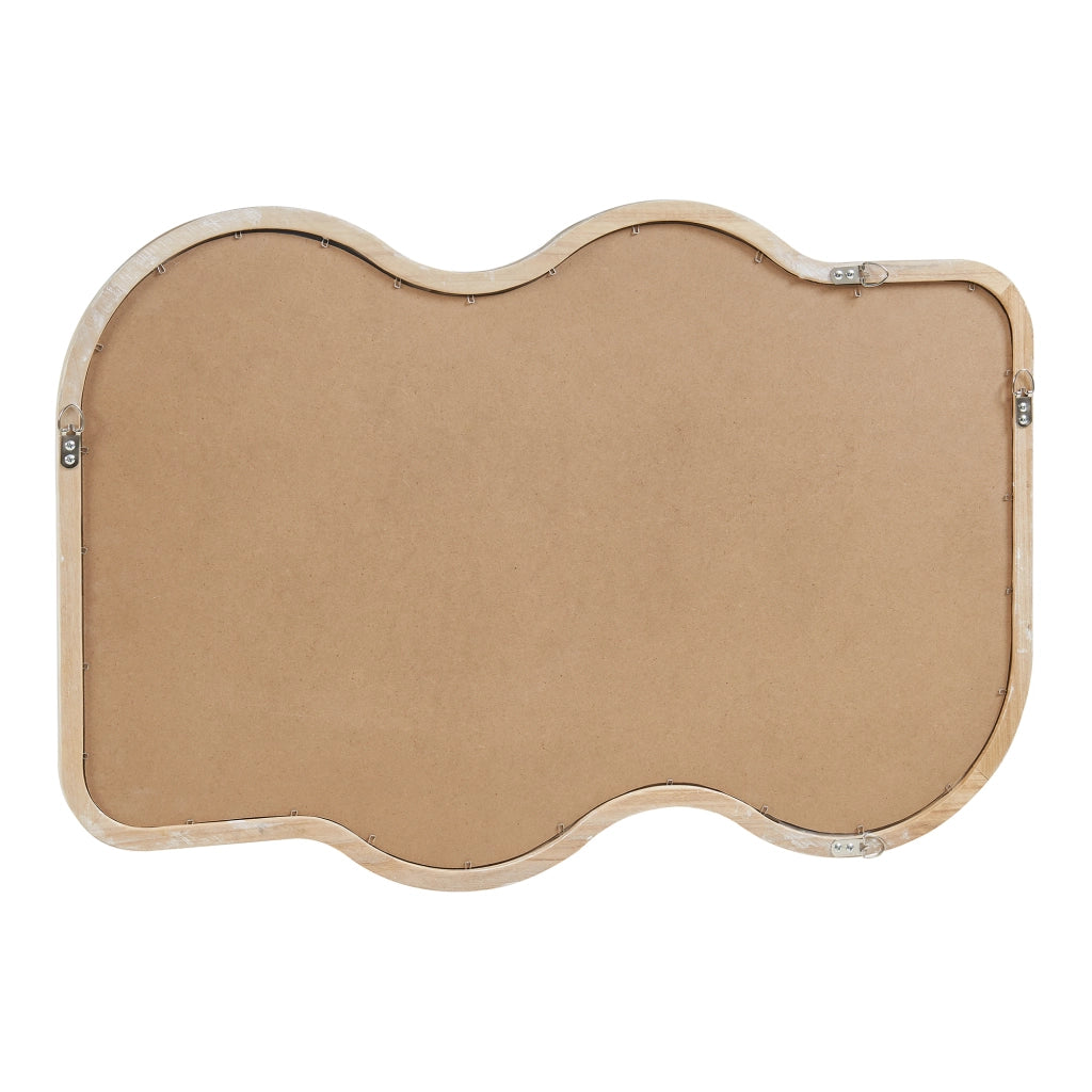 Specchio da Parete Bellerirnu Design Rettangolare con Lati Ondulati 90x60 cm Effetto Rovere Sonoma [en.casa]