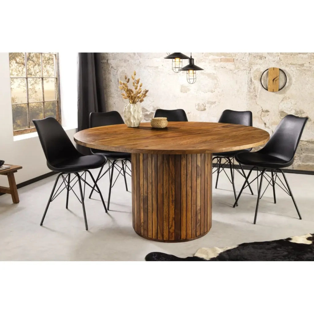 Tavolo da pranzo YONA rotondo 140 cm – Tavolo rustico in legno massello di sheesham