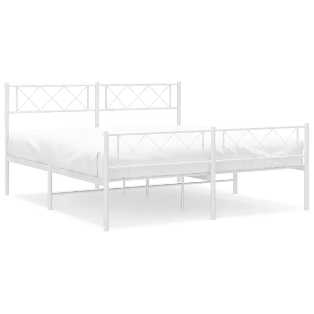 Giroletto con Testiera e Pediera Metallo Bianco 120x200 cm 372342