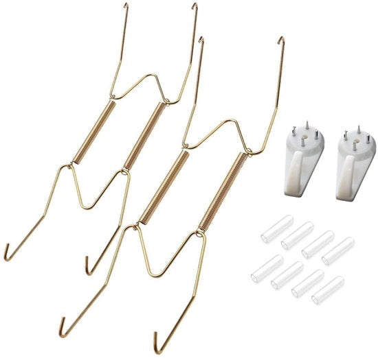 Set di 2 sospensioni per piatti - per piatti da 19-20 cm - sospensori in acciaio inossidabile - regolabili - fissaggio invisibile