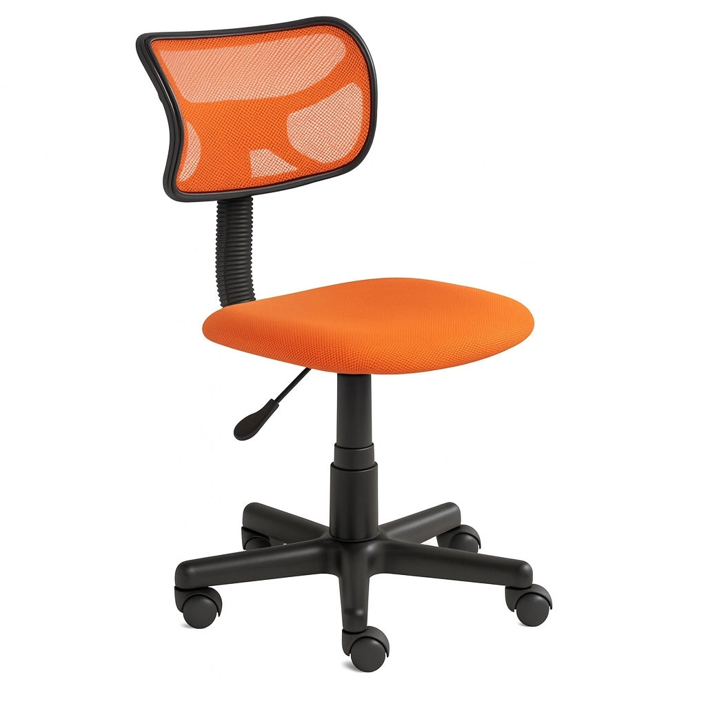 Sedia Girevole Cameretta Ufficio 5 Ruote Scrivania Schienale Traspirante Arancio