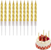 Set di candele per compleanni da 50 - Candele a spirale - Candele per torta con supporto - Candele d'arredo d'oro - Decorazione per cupcake - Sicure e riciclabili