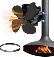Ventilatore magnetico silenzioso a 4 pale per camino a legna - zona di combustione - camino fumario