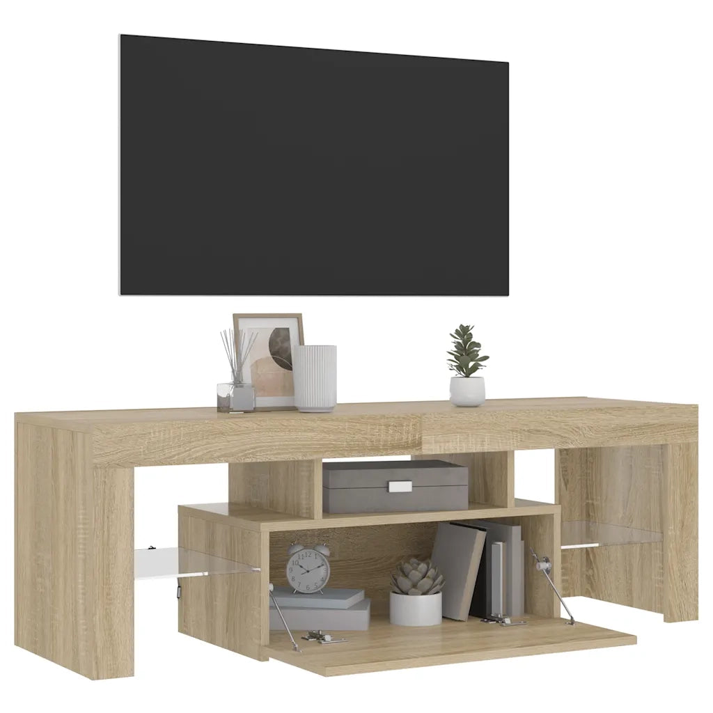 Mobile Porta TV con Luci LED Rovere Sonoma 120x35x40 cm