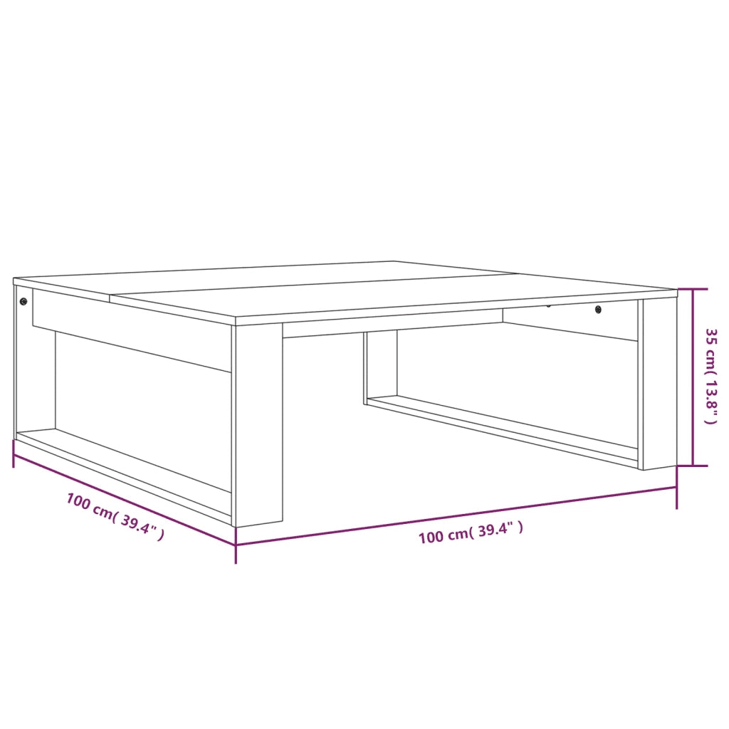 Tavolino da Salotto-Tavolino da soggiorno-Tavolo Rovere Fumo 100x100x35 cm Legno Multistrato