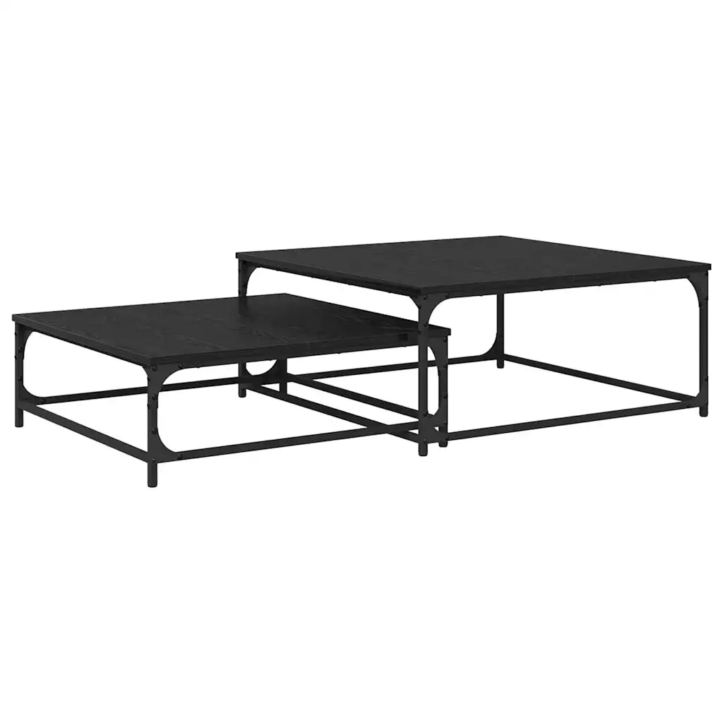 Tavolino da salotto 2 pcs Rovere Nero Legno multistrato 881895
