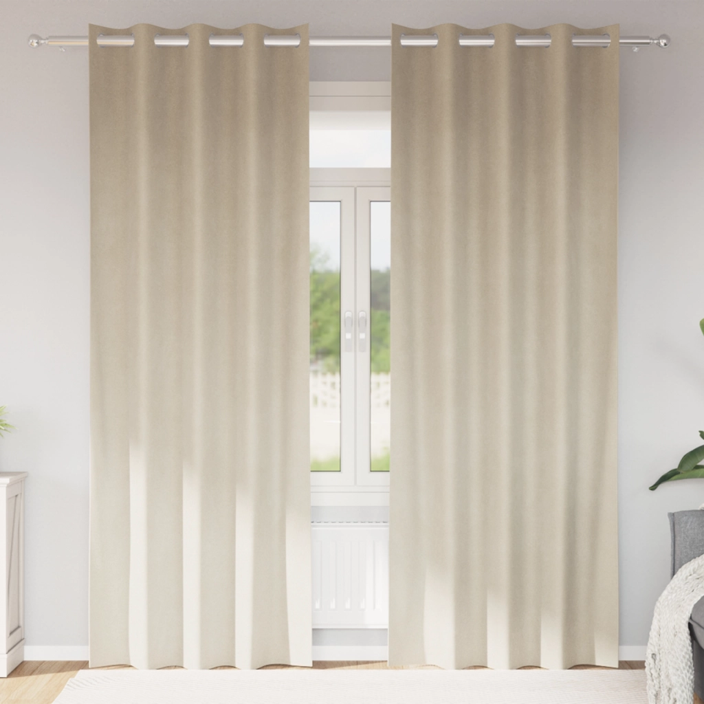 Tende oscuranti con occhielli 2 pezzi in velluto panna