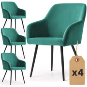 Set di 4 Sedie in velluto liscio ESTELLE Verde Bottiglia gambe nere