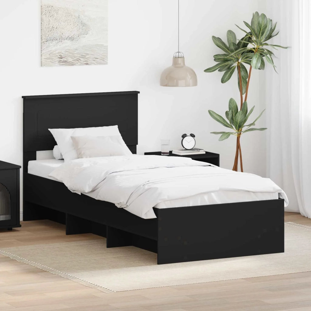 Struttura del letto-Giroletto Nero 90 x 200 cm Legno multistrato 460609