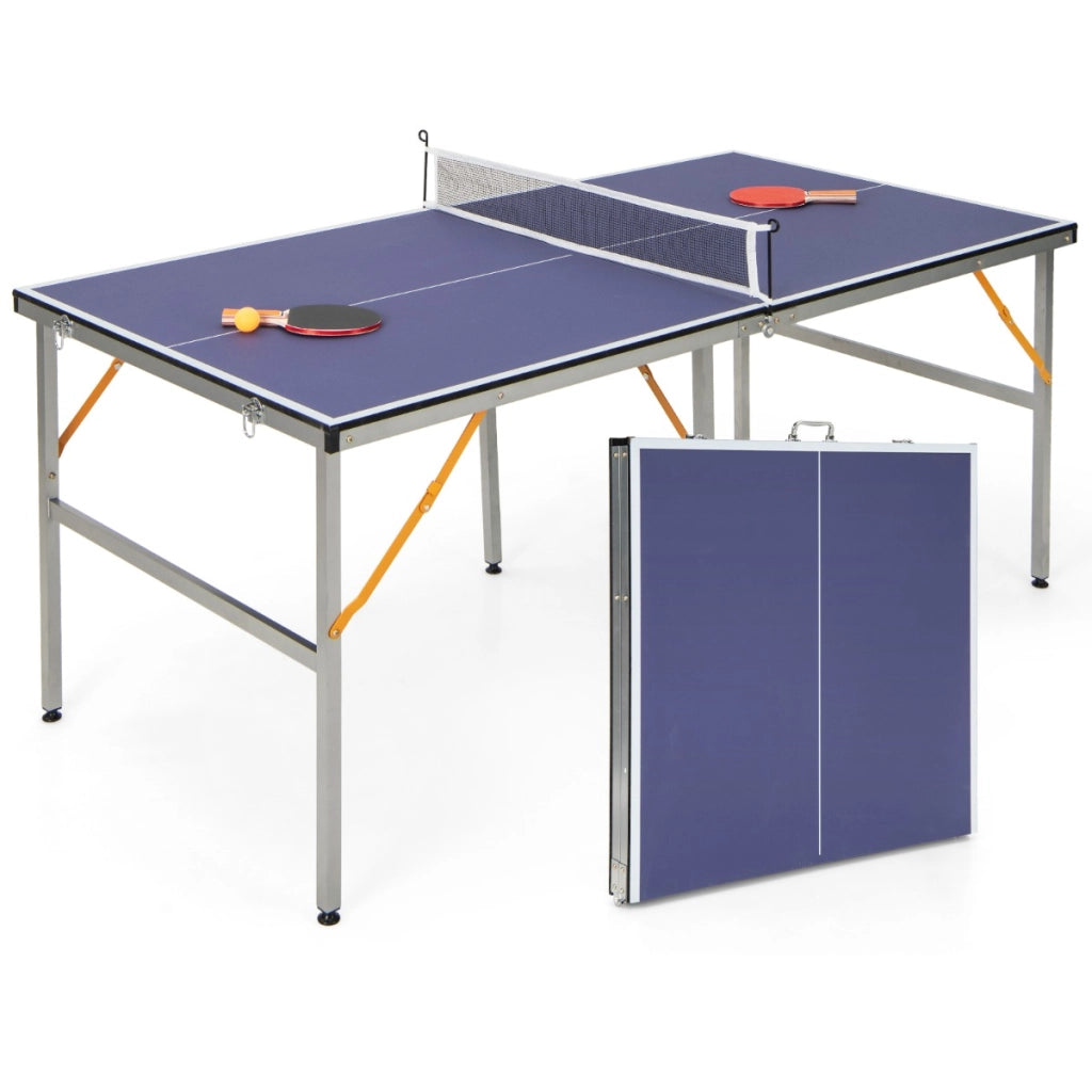 Set da gioco da ping pong portatile per interno ed esterno, Tavolo da ping pong pieghevole con rete e 2 racchette