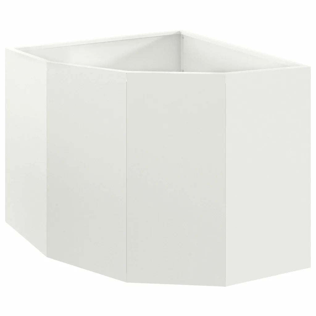 Vaso d'angolo-Fioriera-Contenitore per Piante Bianco 60 x 60 x 50 cm Acciaio
