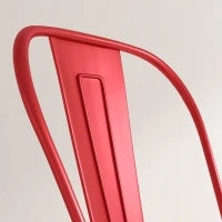 Set 2 Sgabelli da Cucina di Design con Schienale Rimovibile e Poggiapiedi, in Metallo, 44x46x116 cm, Rosso