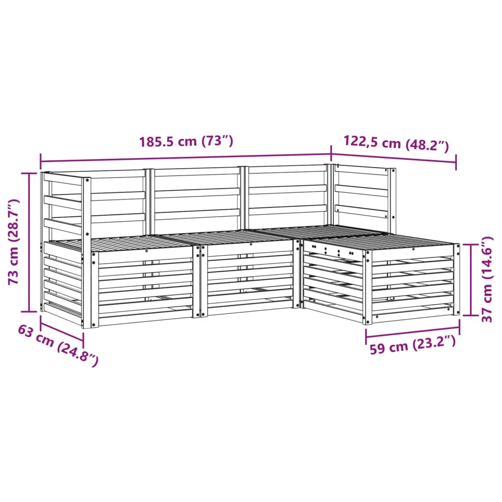Set di divani da esterno 4 pcs Bianco Legno di Acacia Massello 3391614
