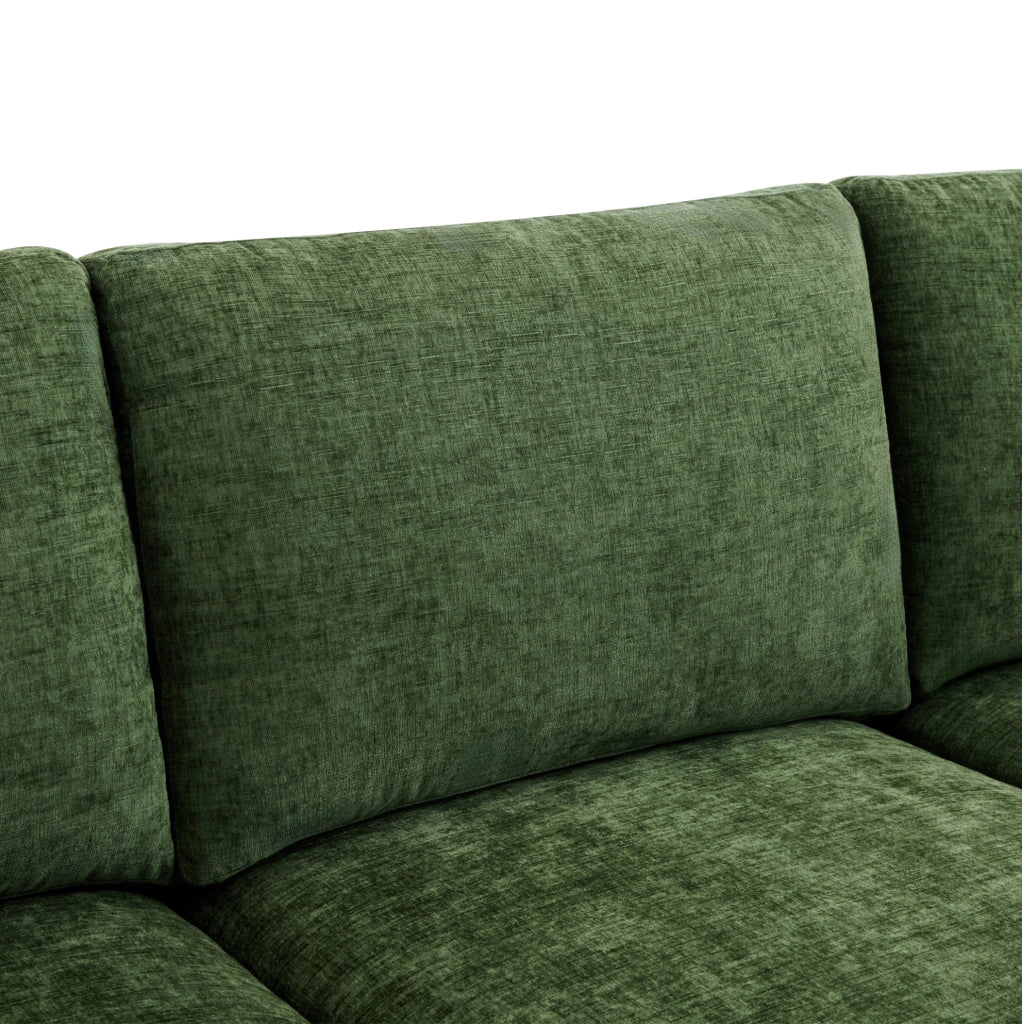 Sofà modulare in chenille con 2 pouf e 6 cuscini, forma a U o L, 278x161x81 cm, per salotto e area living