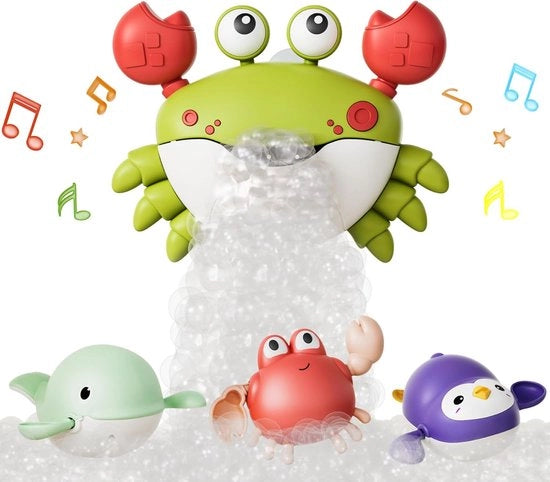Attrezzatura per il bagno, Macchina per schiuma per il bagno con musica, Attrezzatura per il bagno per bambini 3 pezzi Giocattolo a rilascio di aria per nuotare Interattivo e colorato Disegno perfetto per il gioco dell'acqua nel bagno (Verde)