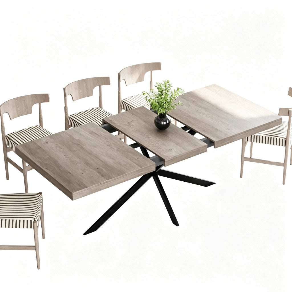 Tavolo da pranzo - retrò estraibile - 140-180 cm - vano nascosto - grigio - per 4-6 persone