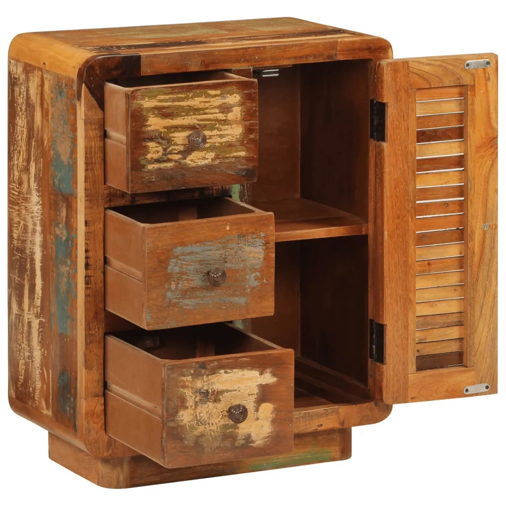 Credenza con 3 Cassetti 55x30x70 cm Legno Massello di Recupero 352026