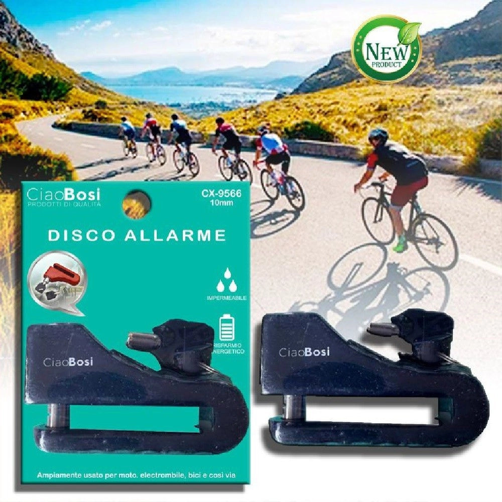Trade Shop - Lucchetto Blocca Disco Con Allarme Sonoro Sicurezza Antifurto Moto Bici Cx-9566 -