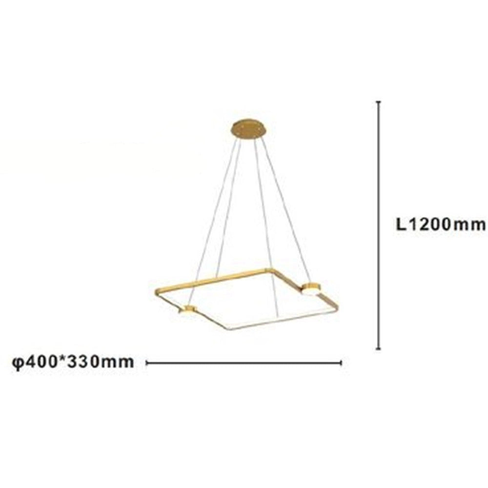 Trade Shop - Lampadario A Sospensione Led 30w Quadrato Con Telecomando Design Moderno Oro 71170 -