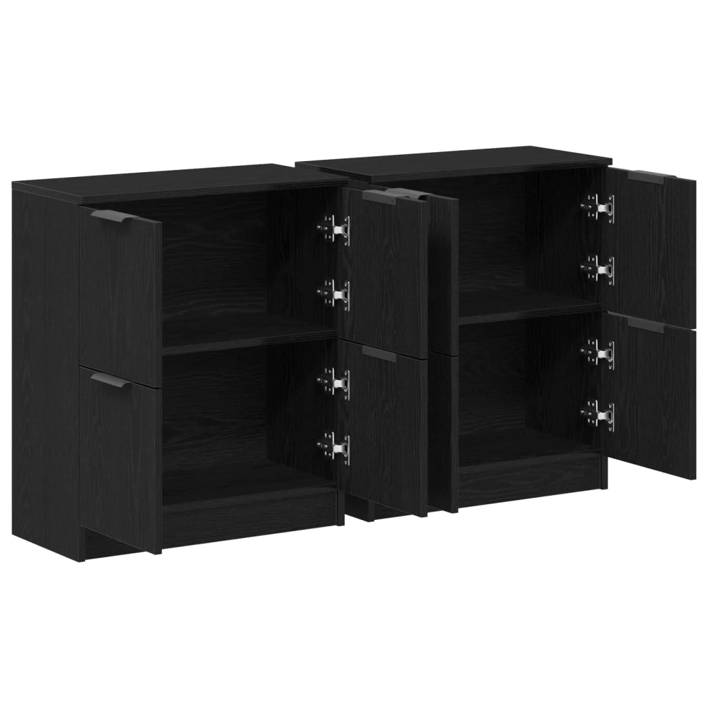 Credenza 2 pcs Rovere Nero 60 x 30 x 70 cm Legno multistrato 3333073
