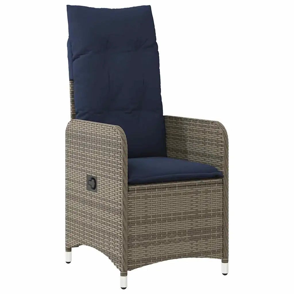 Set da Pranzo per Giardino con cuscino 7 pcs Nero polyrattan