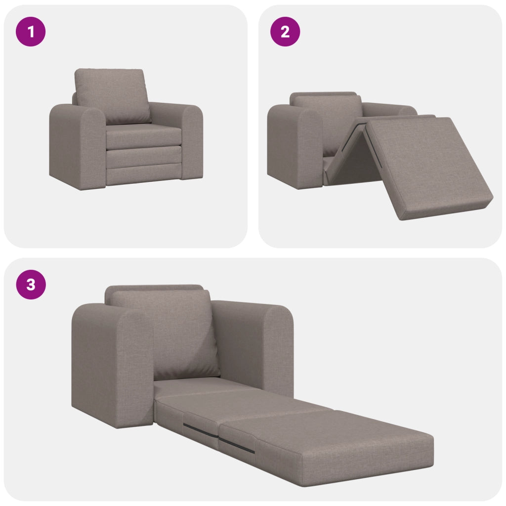 Divano Letto a Pavimento 2-in-1 Tortora 98x71x83 cm Tessuto