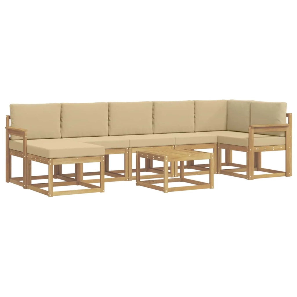Set di divani da esterno 8 pcs Bianco e Beige Poliestere