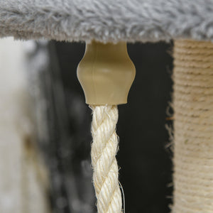 Albero Tiragraffi Gatti a 3 Livelli in Peluche Sisal Naturale Grigio Ø40x65 cm