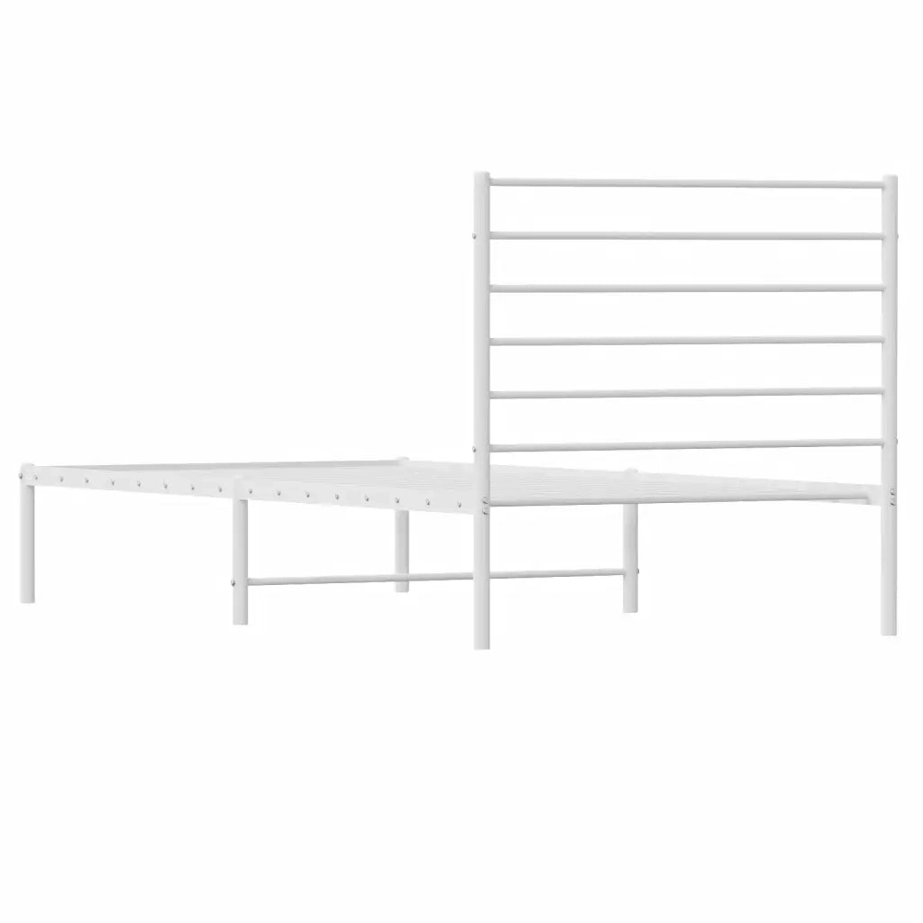 Giroletto con Testiera-Struttura Letto con testiera Metallo Bianco 107x203 cm 475296