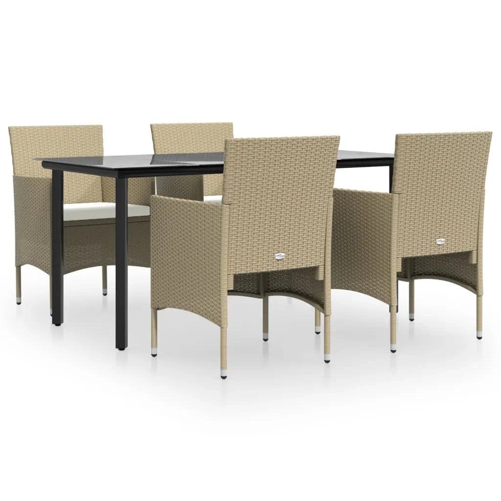 Set da Pranzo da Giardino 5 pz con Cuscini Beige e Nero cod mxl 42806
