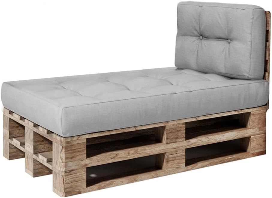 Set di cuscini per pallet, Grigio, 2 parti, per l'utilizzo su europallet per ambienti interni ed esterni