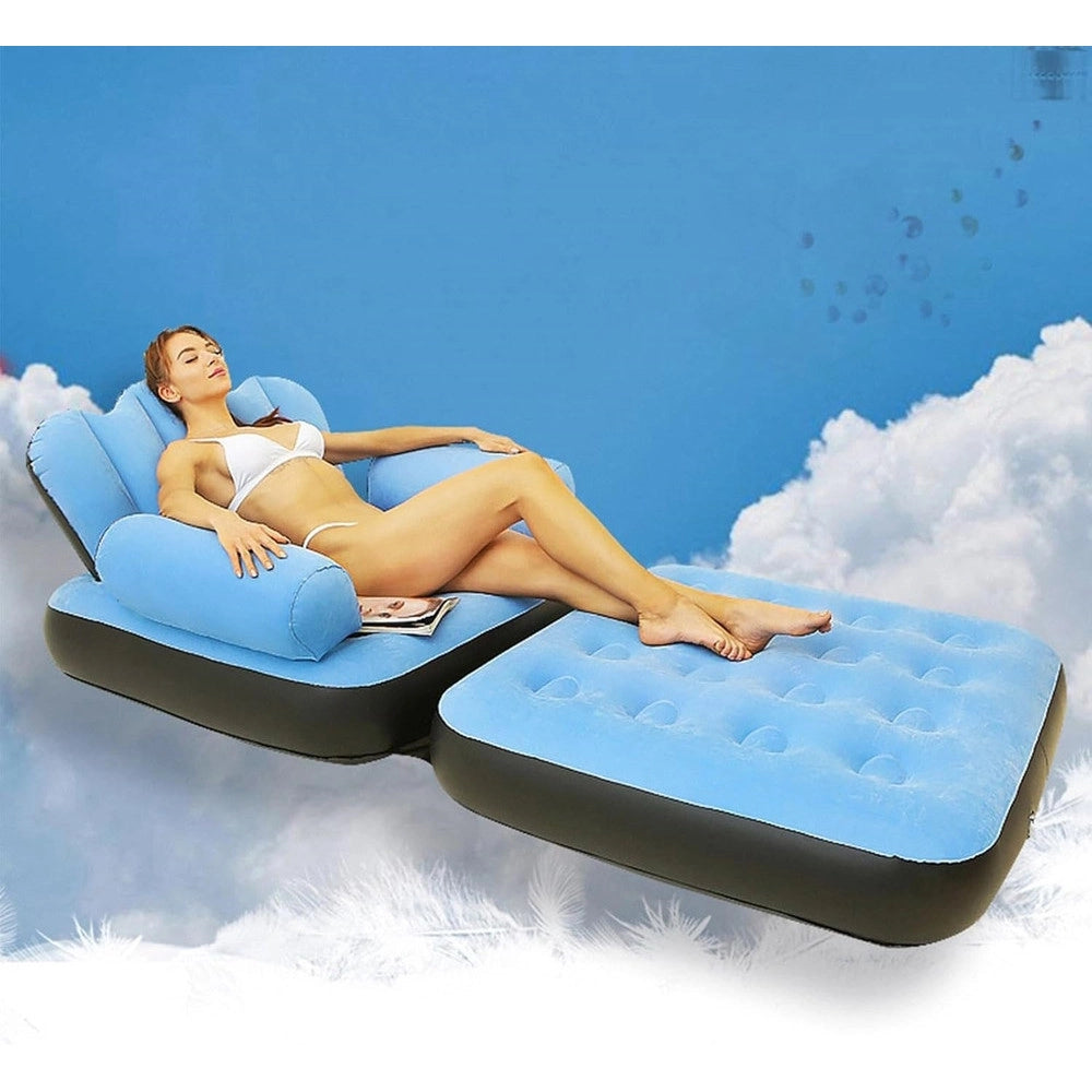 Trade Shop - Poltrona Gonfiabile Divano Letto Ad Aria Pieghevole Portatile Materasso Campeggio -