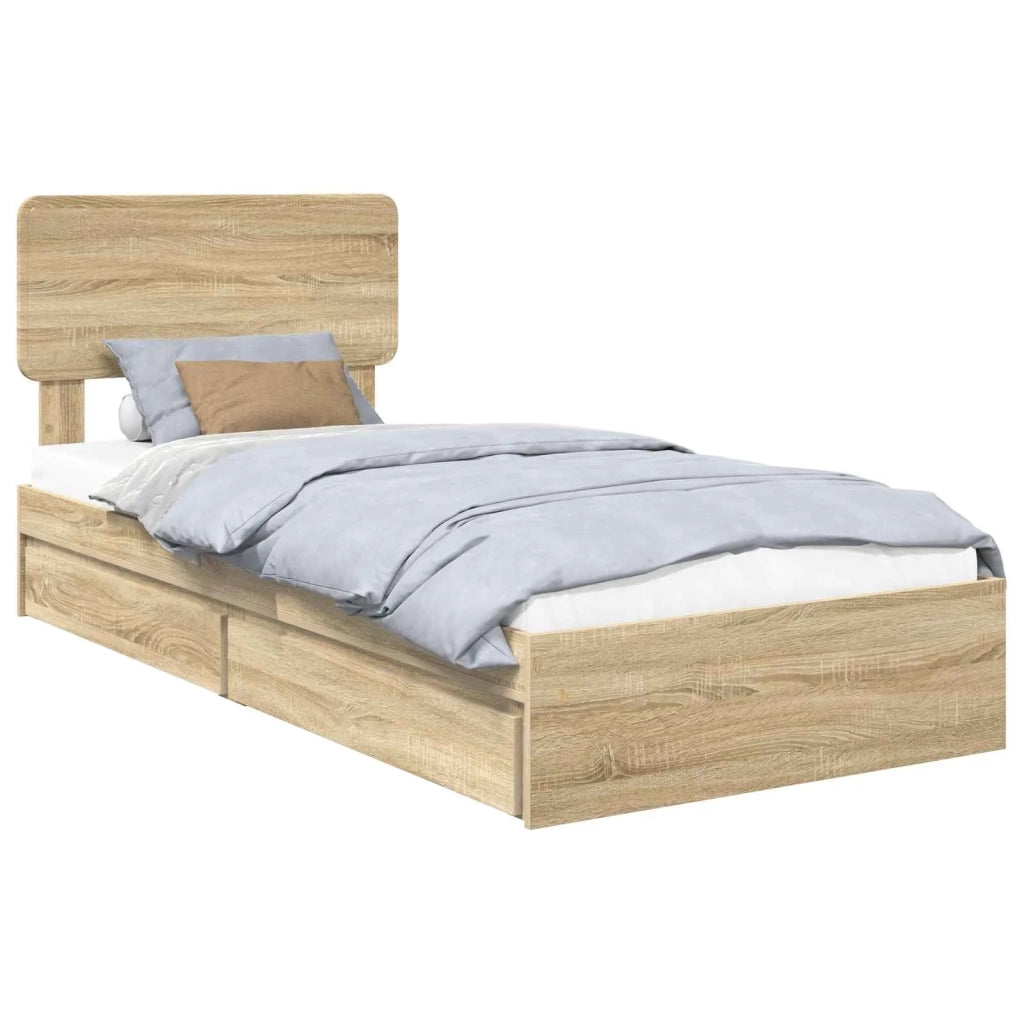 Letto con Contenitore con testiera Rovere Sonoma 90 x 200 cm