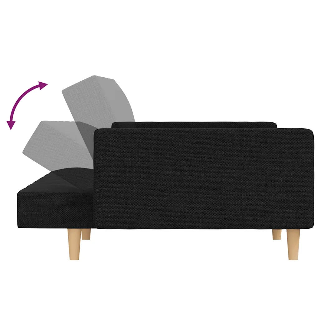 Divano letto | Sof¨¤ letto | Letto singolo a 2 Posti con 2 Cuscini Nero in Tessuto