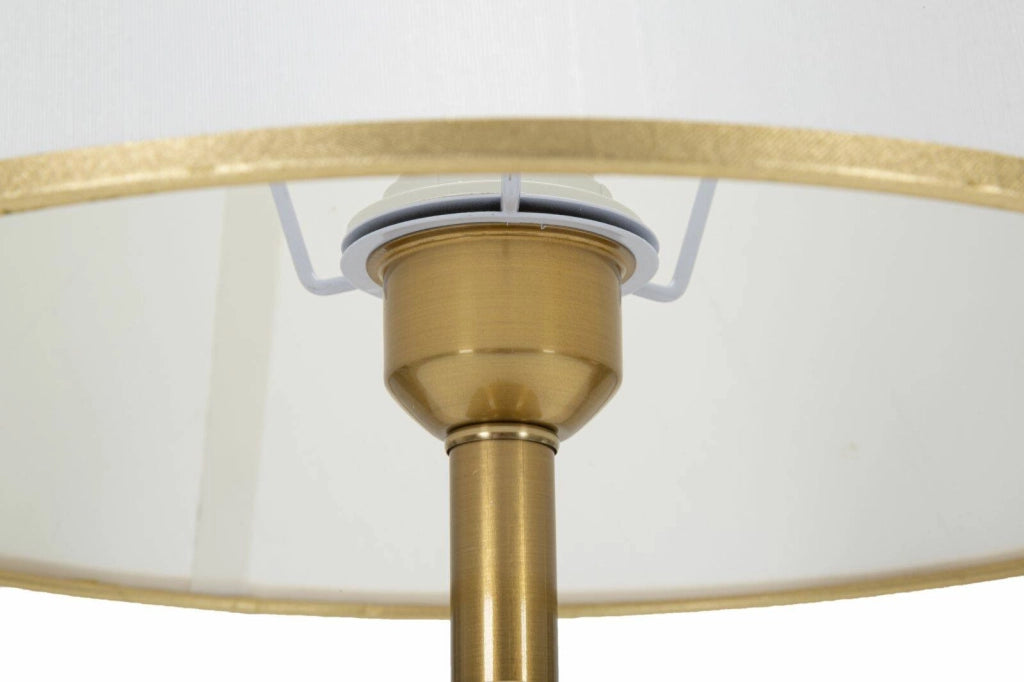 Lampada da tavolo Sinopia, Luce da scrivania, Luminaria da ufficio, Lampada da lavoro, Bianco e Oro, 31x31 h52 cm