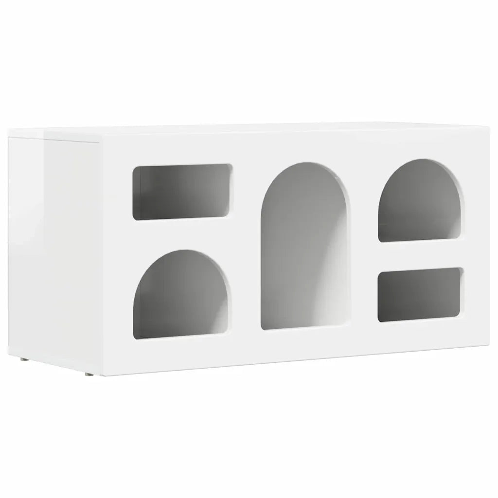 Mobile TV Bianco Lucido 80 x 35 x 40 cm Legno multistrato 891278