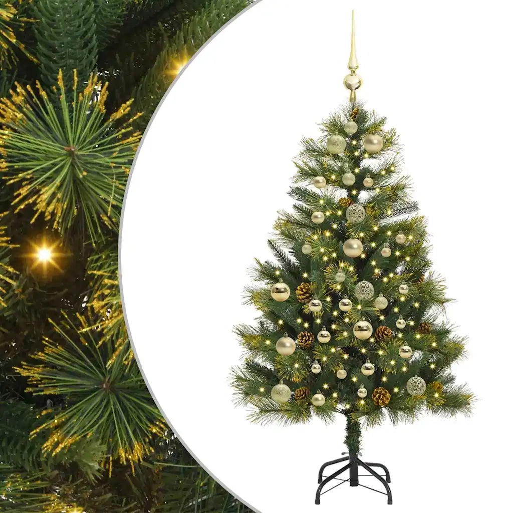 Albero di Natale | Decorazioni natalizie artificiale pieghevole con coni Verde 150 cm