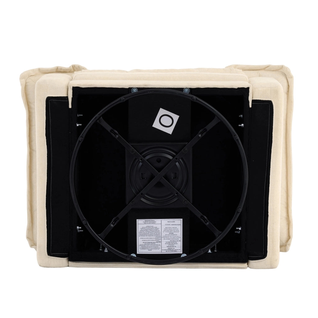 Poltrona girevole 360° con cuscino di supporto e seduta ampia in tessuto chenille, Beige