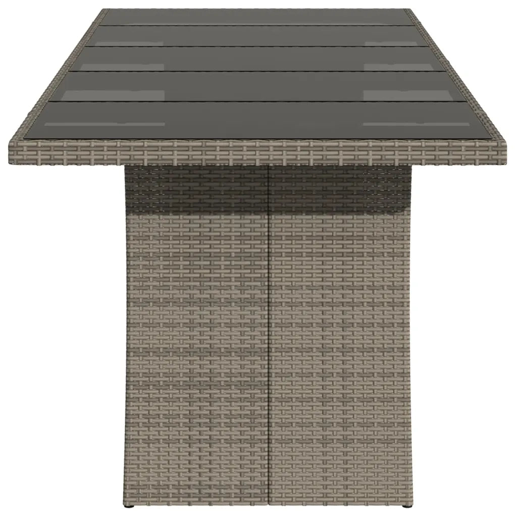 Tavolo da Giardino Piano in Vetro Grigio 240x90x75cm Polyrattan 365599